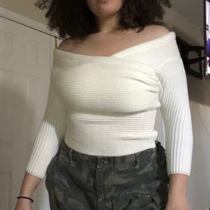 Off shoulder cream blouse